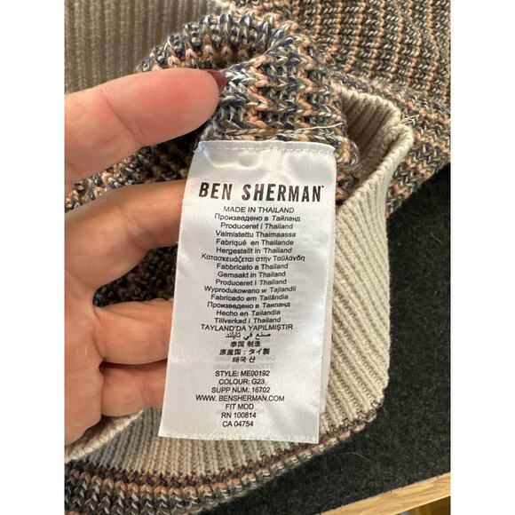 Plectrum by Ben Sherman Men's Knit Crewneck Striped Chunky Sweater, Size XS, EUC - Picture 4 of 7